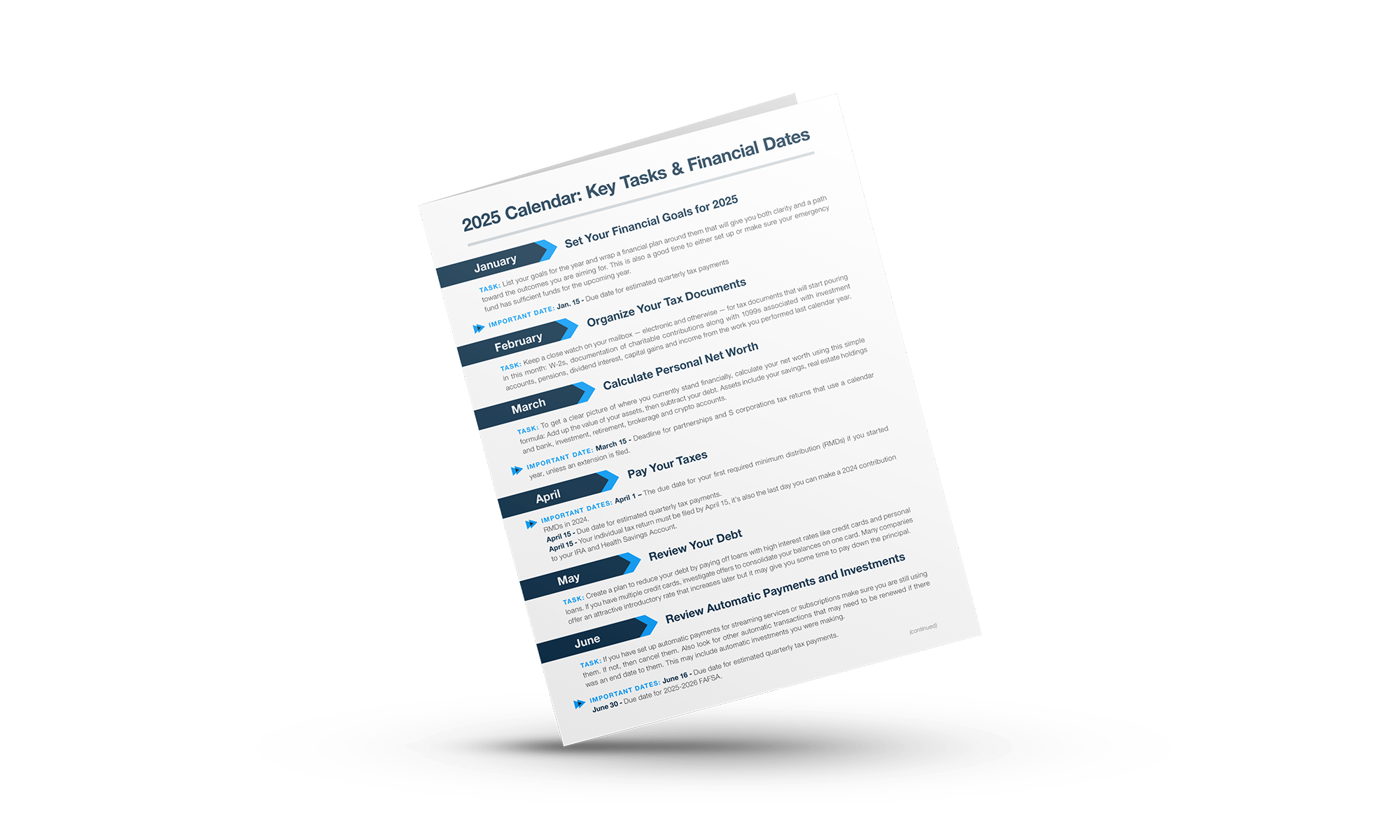 2025 Calendar Key Financial Dates